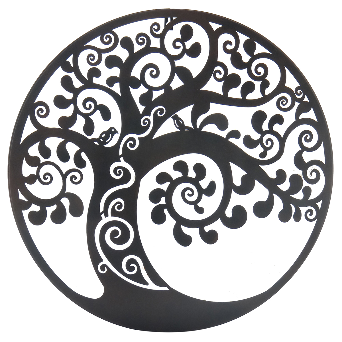 Origen home decor adorno árbol de la vida apliques metal | aplique metal gris redondo - 60x60x1cm