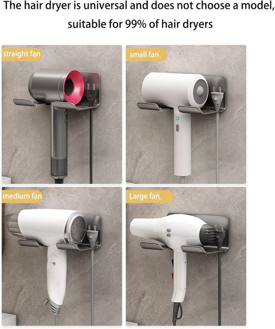 Acier Inox Porte Sèche-Cheveux Mural Adhésif - Ydable - Sans Percage - Pour Salle De Bain Sèche-cheveux Ventouse Acier Inox Porte Sèche-Cheveux Mural Adhésif - Ydable - Sans Percage - Pour Salle De Bain Sèche-cheveux Ventouse