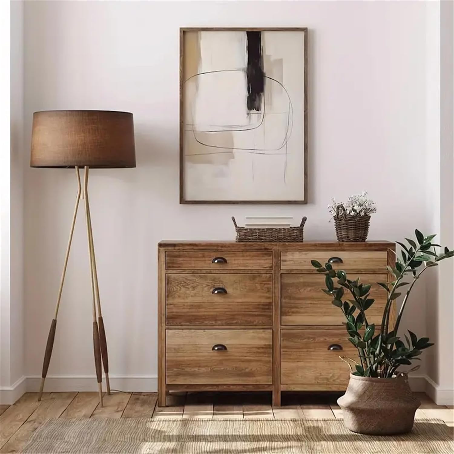 Lot de 3 posters modernes - Art abstrait - Décoration murale - Pour salon, chambre à coucher - Beige - Noir et marron (40 x 50 cm) - 4