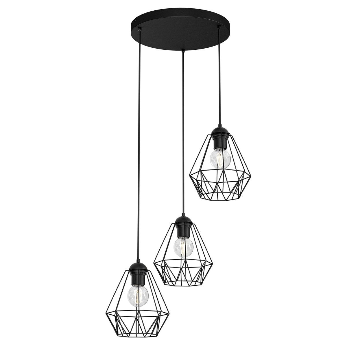 Lampa wisząca Bergen czarny matowy 3xE27x15W wym: 110 x 44 x 44 cm metal Luminex