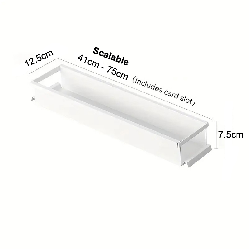 Étagère à épices réglable, séparateur extensible pour tiroir, organiseur monocouche pour rangement sous armoire et évier,essentiels de cuisine,Blanc - 3