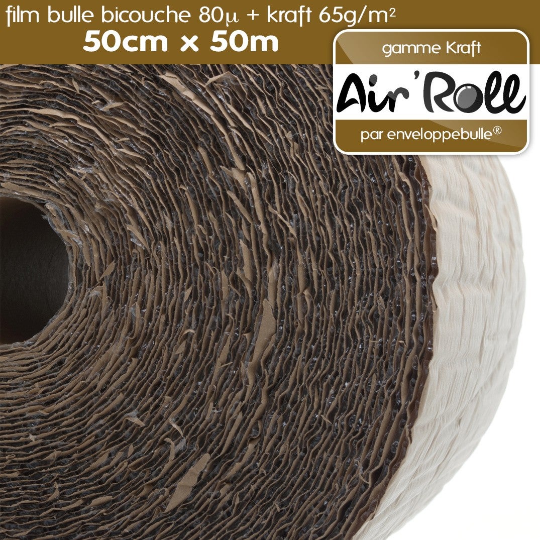 1 Rouleau de film bulle d'air largeur 50cm x longueur 50m - gamme Air'Roll KRAFT - 2