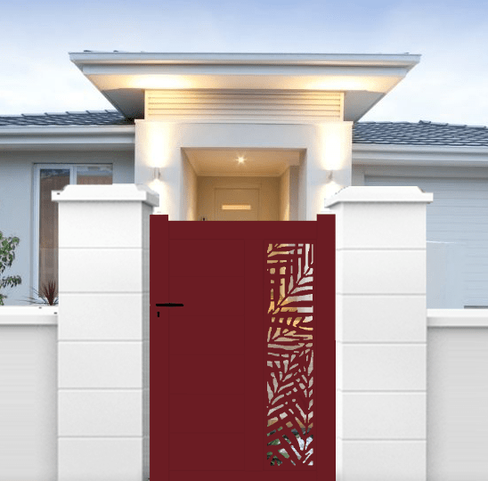 Portillon aluminium découpe laser en kit dimensions L.1000 (entre piliers) x H.1500 mm Couleurs Marron (RAL 1247) - 5