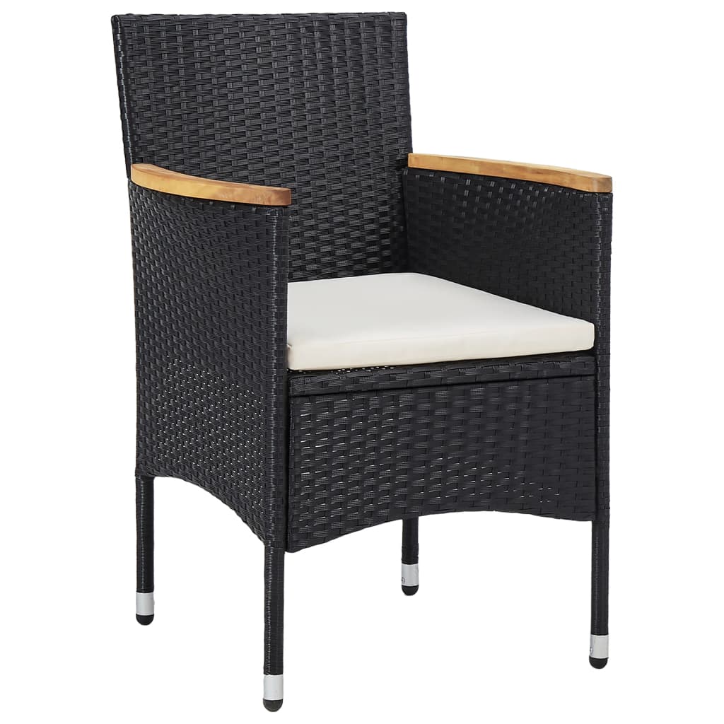 Ensemble à dîner de jardin 3 pcs Noir Résine tressée et acacia 4 - 6