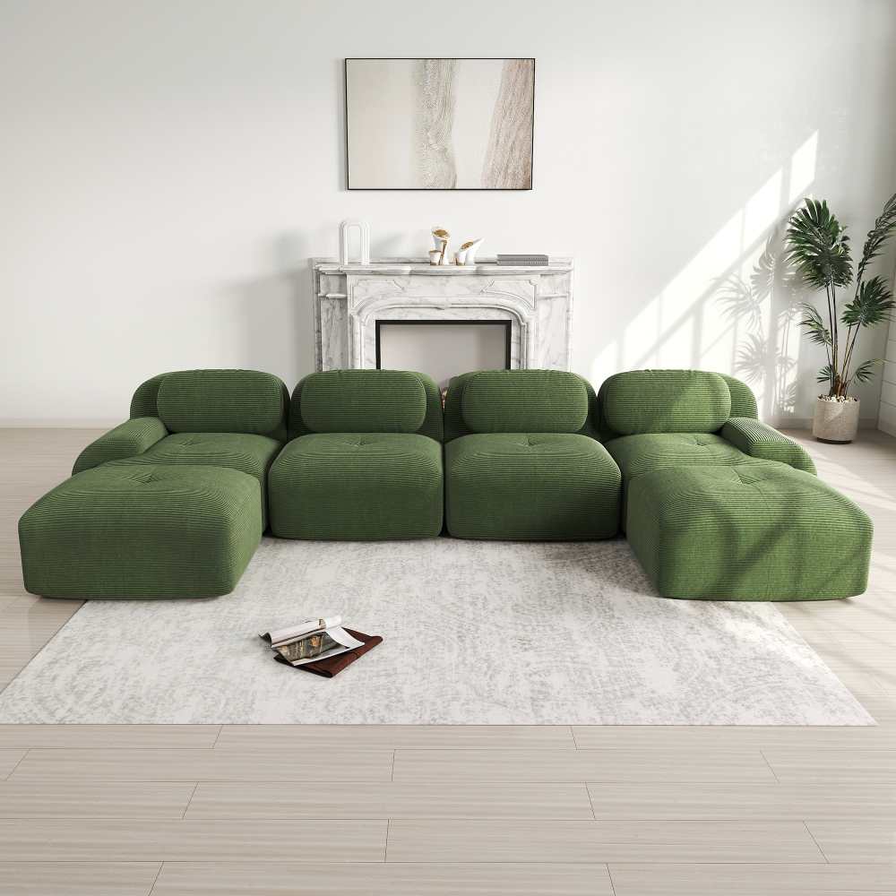 Modułowa sofa U bez montażu wykonana z Premium Cordstoff, 32D Polster, ergonomiczna i przyjazna dla użytkownika