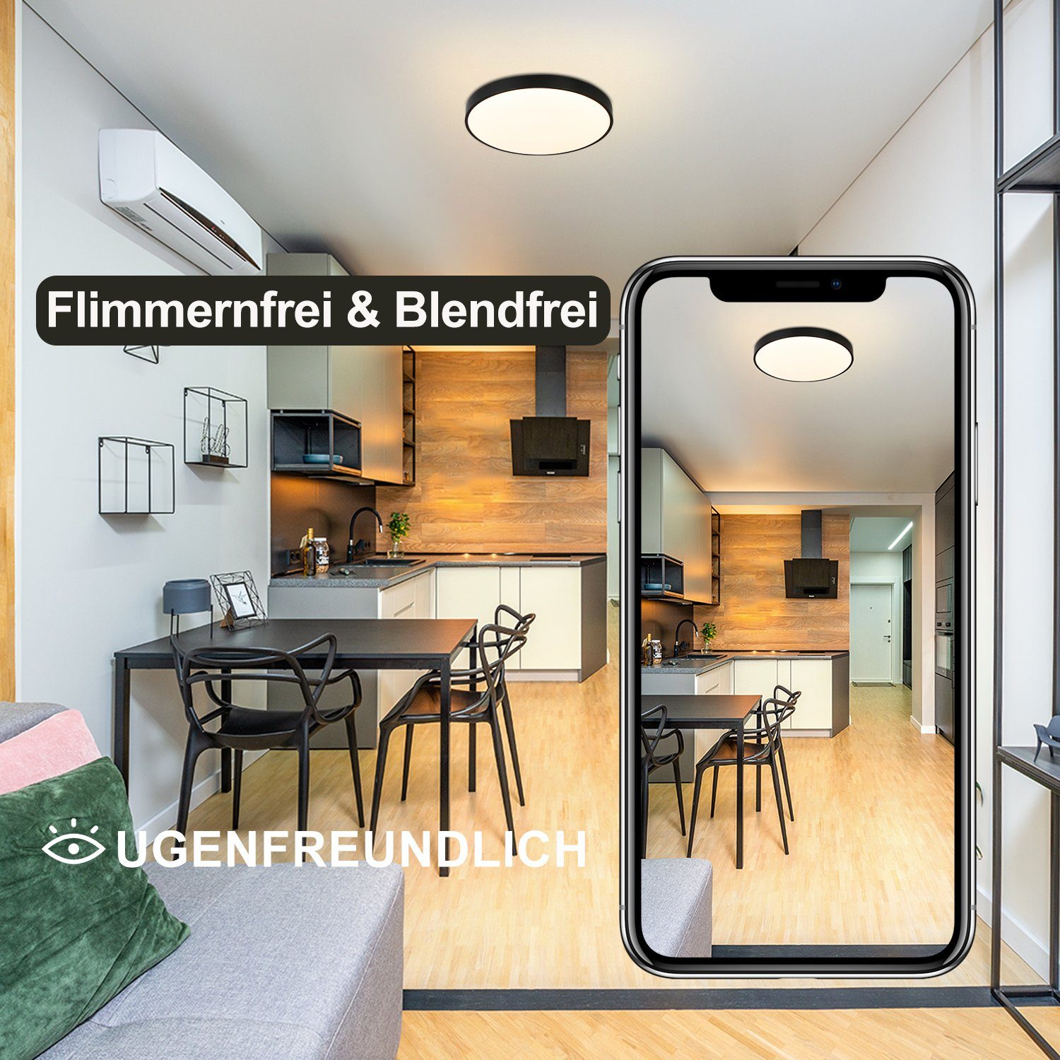 ZMH Luzes de teto LED modernas para sala de estar, banheiro, cozinha, quarto, corredor - 2
