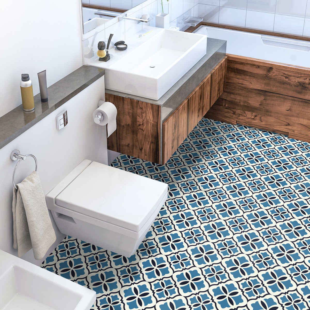 Autocolantes Sol Anti-dérapant avec Protection - CARRELAGES SOL LIVINIO - 1 autocolante de 40x40cm - 3