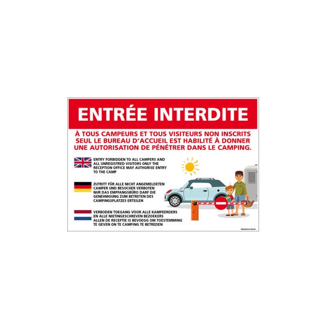 PANNEAU ENTREE INTERDITE (H0321) 210 x 150 mm Matière Aluminium | Leroy ...