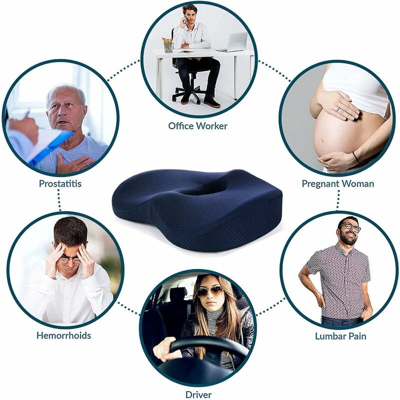 Coussin de Siège en Mousse à Mémoire, orthopédique pour hemorroides, Coussin Coccyx Voiture, à la Maison, au Bureau, Gamer, sur Un Fauteuil Roulant - 3