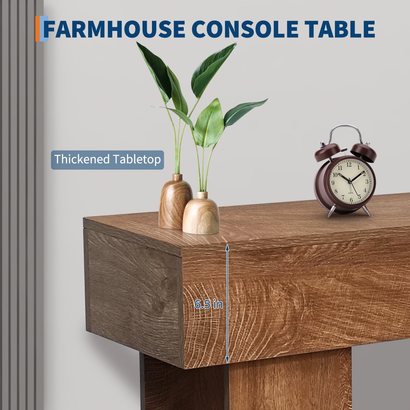 Table console 160 cm en bois massif, style ferme rustique, grande ...