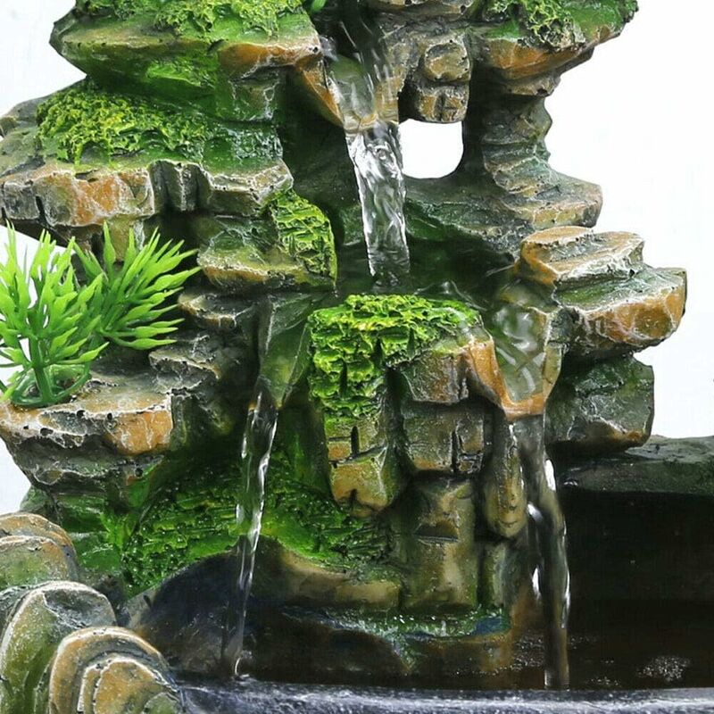 Fontaine intérieure en résine avec éclairage LED – Simulation cascade décorative – Effet d'atomisation réaliste – Pour bureau et chambre - 4