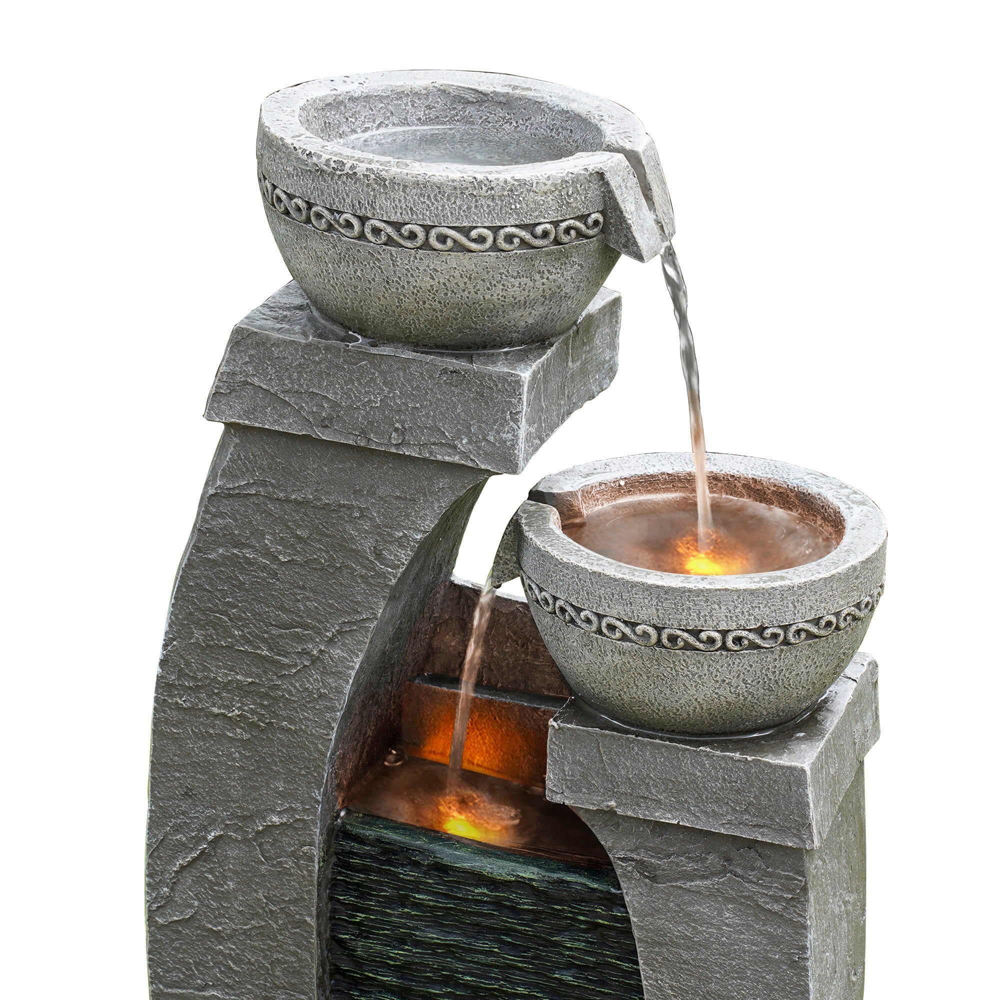 Fontaine de jardin cascade solaire effet ardoise LED, Gris TEAMSON HOME - 5