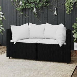 vidaXL Divano da giardino Nero 124 x 62 x 69cm polyrattan