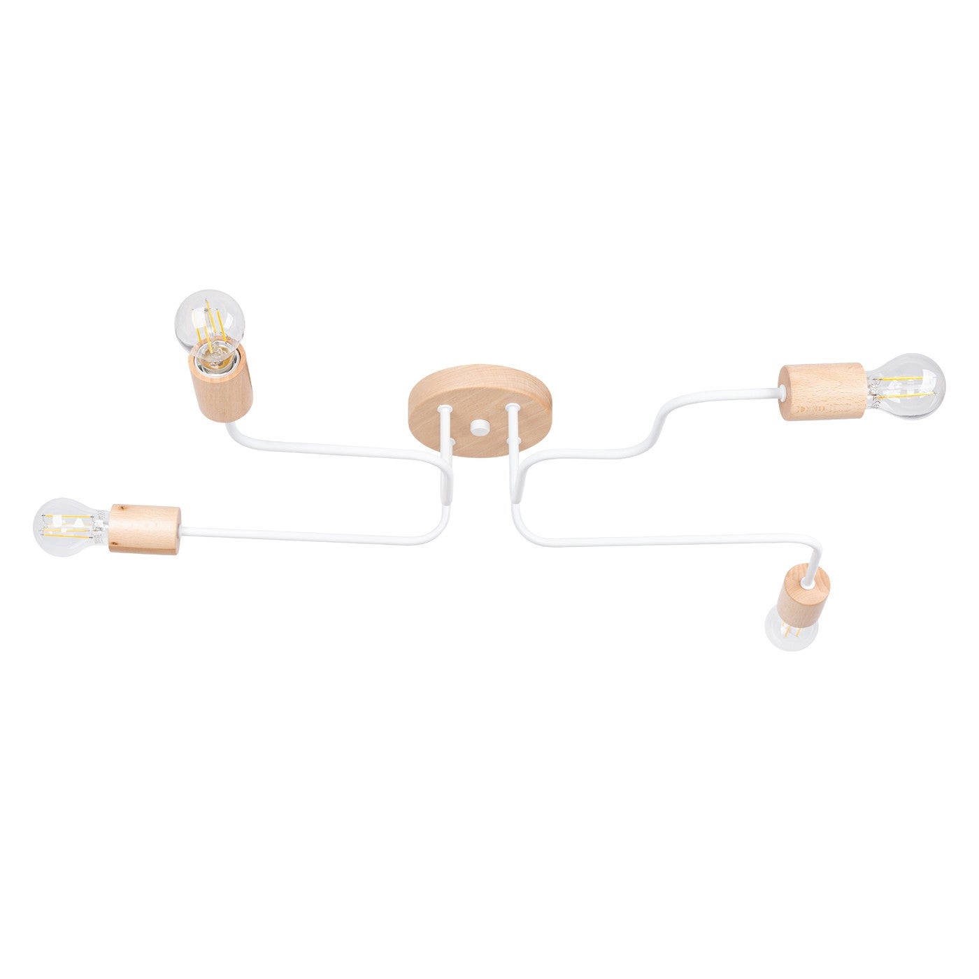 Lampa sufitowa wisząca Timbo biała naturalne drewno 4xE27x15W industrialna wym: 16,5 x 75 x 58 cm metal Sollux Lighting