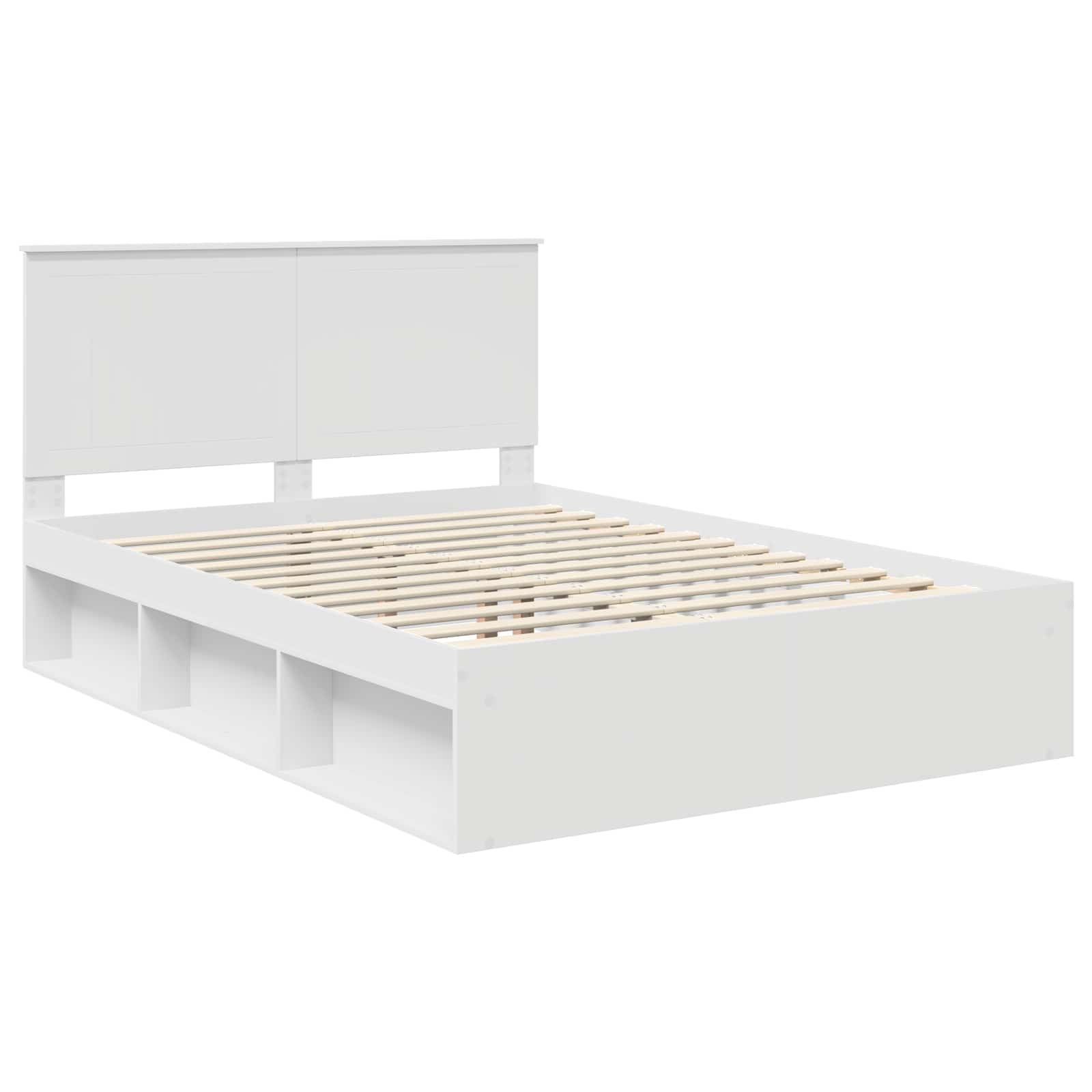 Cadre de lit blanc 140 x 200 cm bois de pin massif - 4