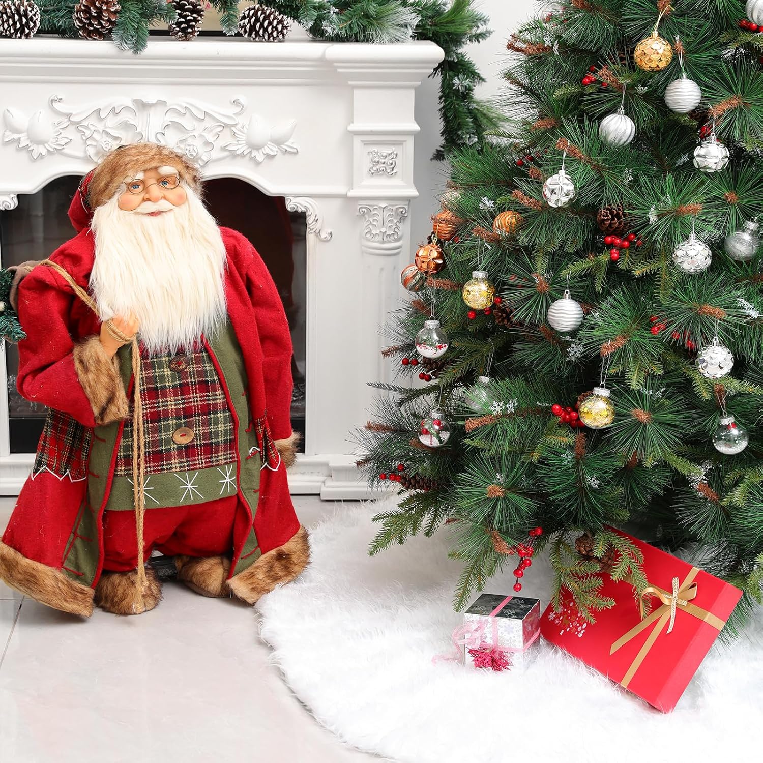 Saia para árvore de Natal, capa decorativa para árvore de Natal, tapete branco para árvore de Natal, diâmetro 150 cm - 2