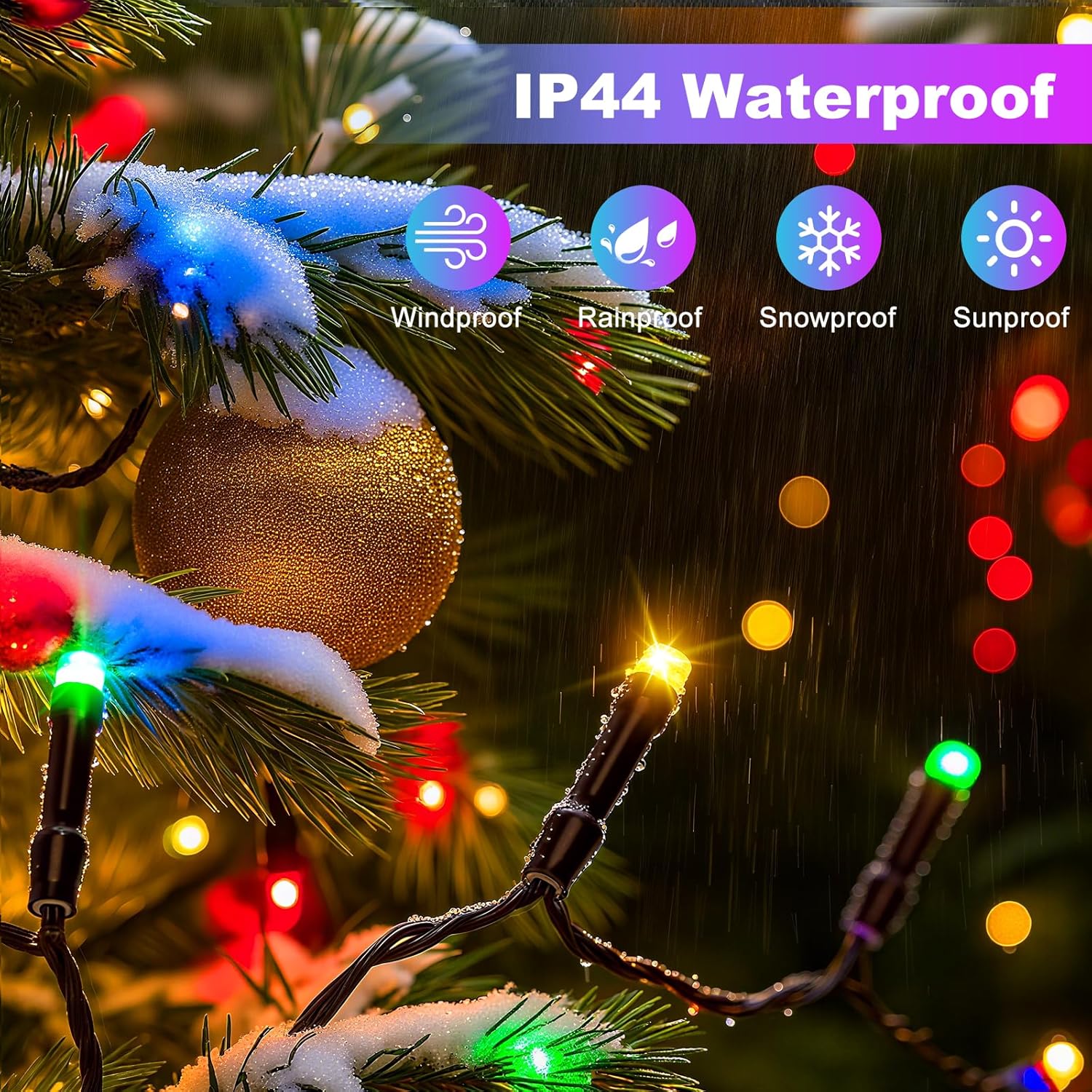 Albero di Natale luminoso per esterni, 20 m di luci a stringa da 200 LED per uso interno ed esterno, 8 modalità, luce colorata - 2