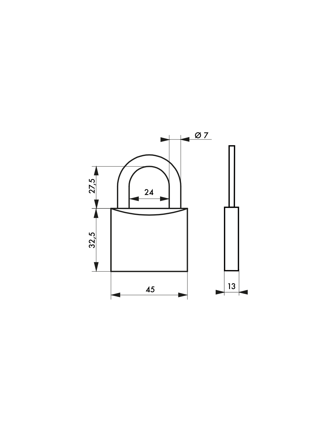 THIRARD - Cadenas à clé Type 1, laiton, intérieur, anse acier, 45mm, 3 clés - THIRARD - 4