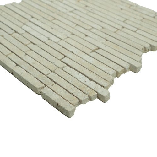 Albedo Pierre - Mosaïque en Travertin Blanc Ivoire Vieilli - Stripes - 2