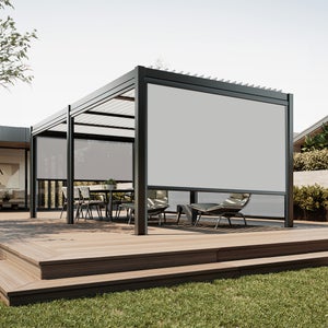 Store Vertical Extérieur 120 × 270 Cm Avec Manivelle - Sans Perçage, Brise-Vue Balcon Terrasse Jardin, Beige, Imperméable & Anti-UV
