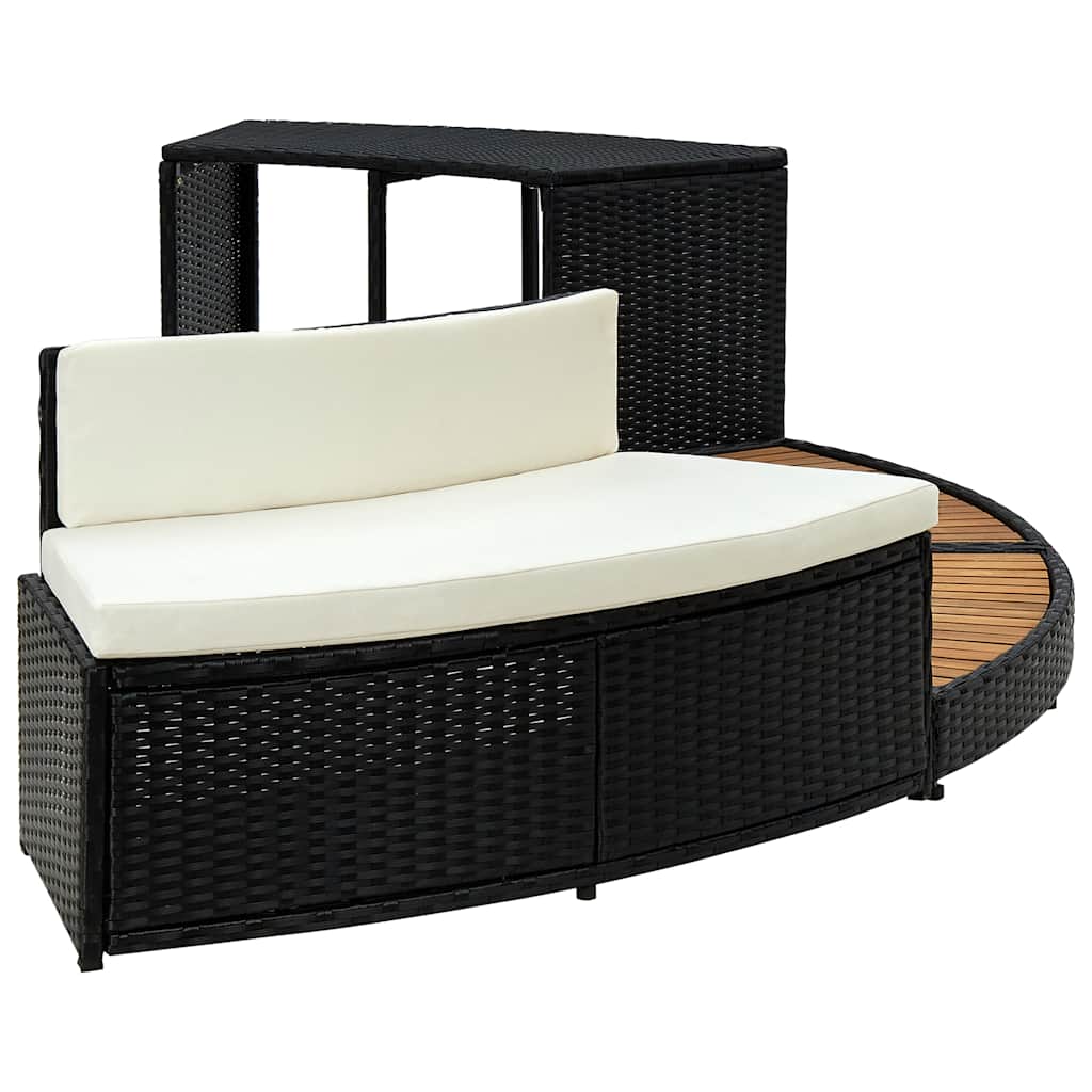 vidaXL Cadre de spa noir résine tressée et bois d'acacia - 5