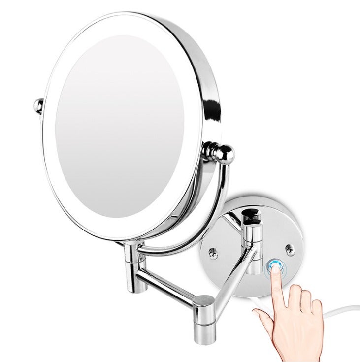 Specchio Ingranditore Da Parete Con Luce LED FOGUO, 8 Pollici, 360° Girevole E Braccio Estensibile, 3X/5X/7X/10X Per Trucco E Barba, Design Elegante
