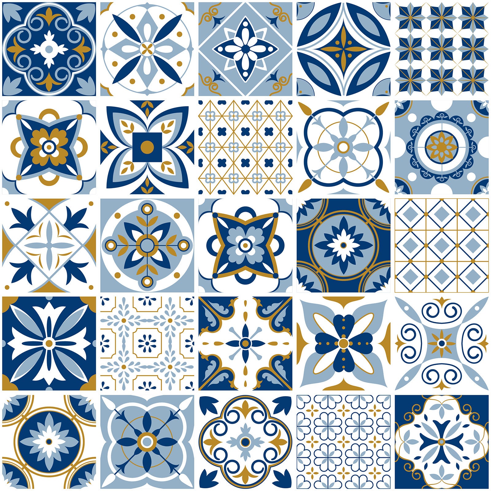 Crédence adhésive sticker décoratif pour cuisine - Effet carreaux de ciment - Adhésif BRILLANT - 50x50 cm - 2