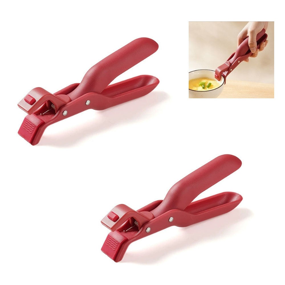 Wielofunkcyjne szczypce kuchenne z silikonu, 2-częściowe, izolowane termicznie, z klipsem zapobiegającym oparzeniom i rękawicą odporną na ciepło, izol