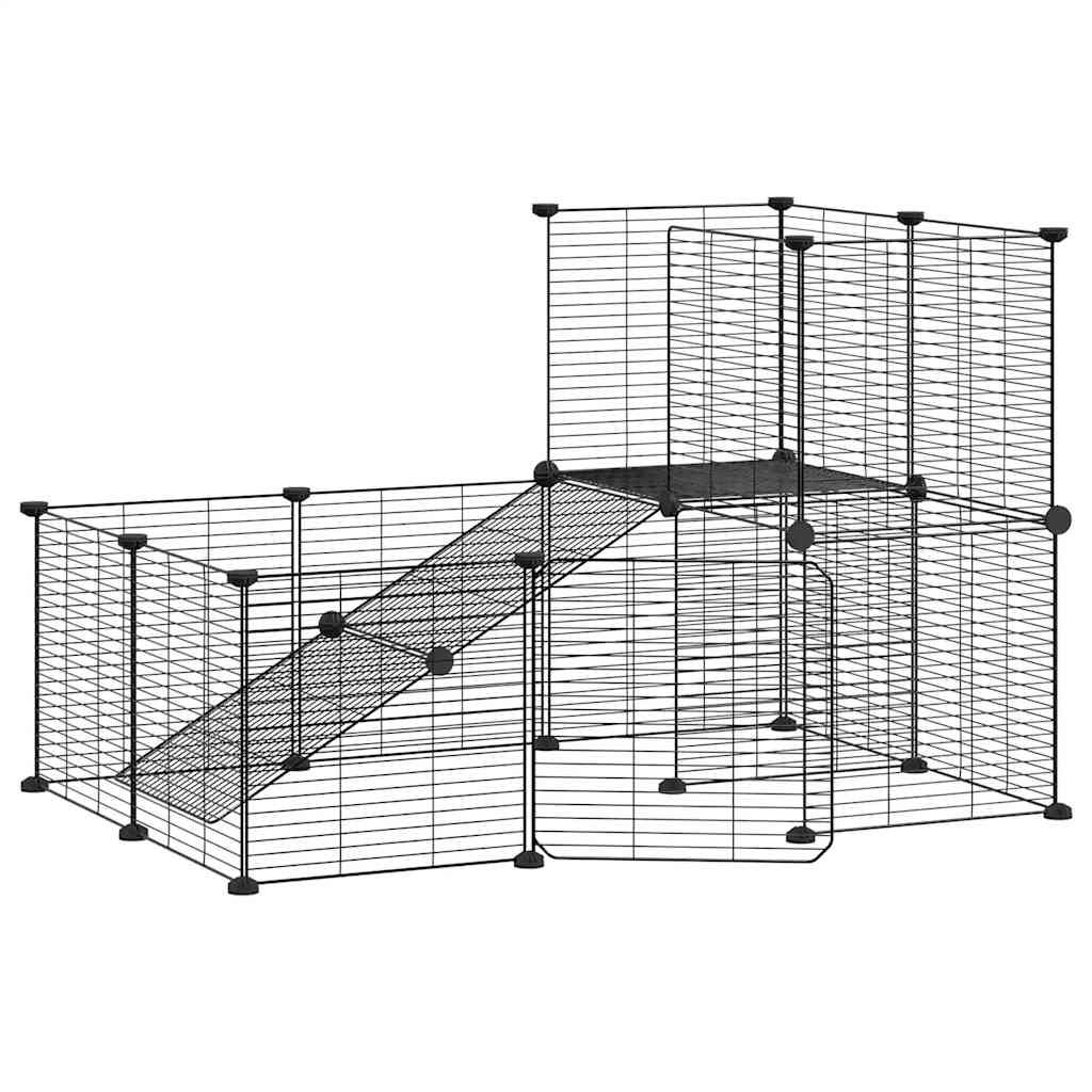 Merlin Cage Cage pour animaux de compagnie à 20 panneaux avec porte en acier noir ...