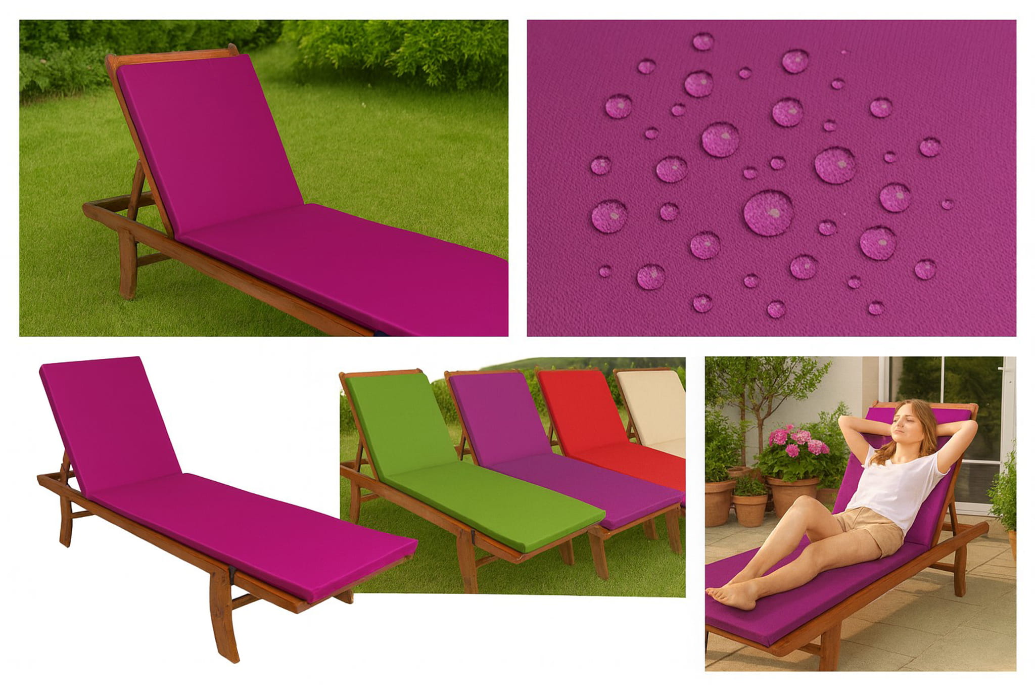 Poduszka ogrodowa na leżak 190x60x4 cm poduszka na leżak jaipur różowa poduszka ogrodowa na krzesło ogrodowe - 5