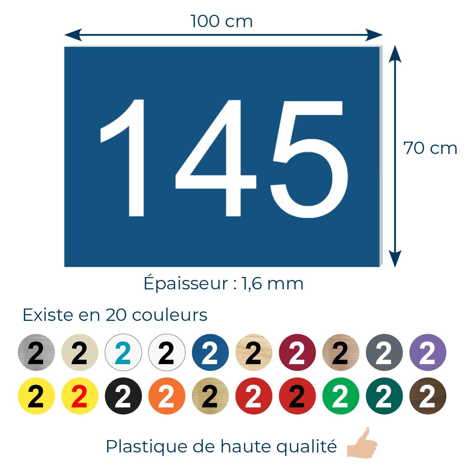 Numéro Boîte Aux Lettres Personnalisable Grand Format - Plaque