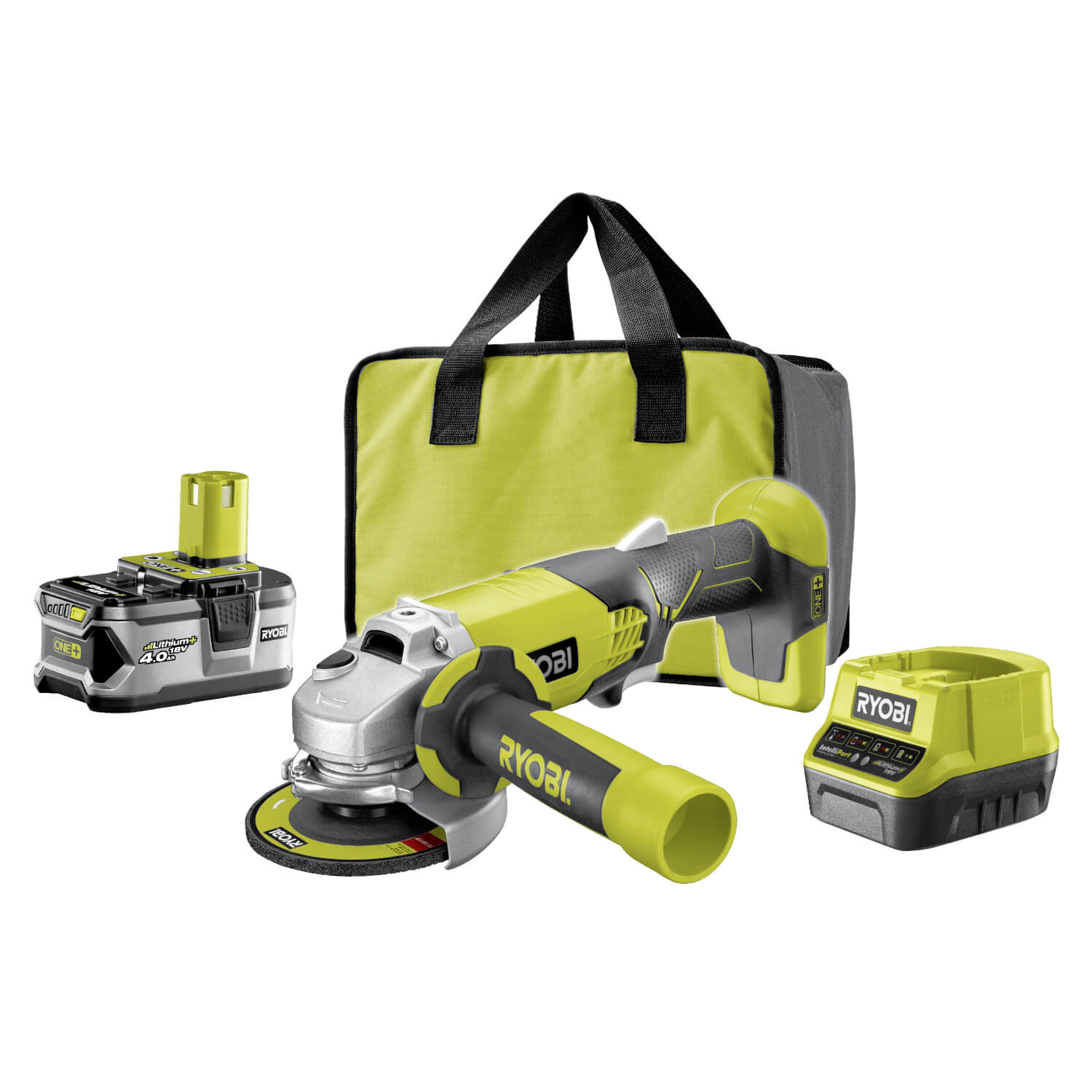 Meuleuse d'angle RYOBI 18V One+ R18AG-140S - Batterie Lithium-ion 4.0 Ah - Chargeur - 7