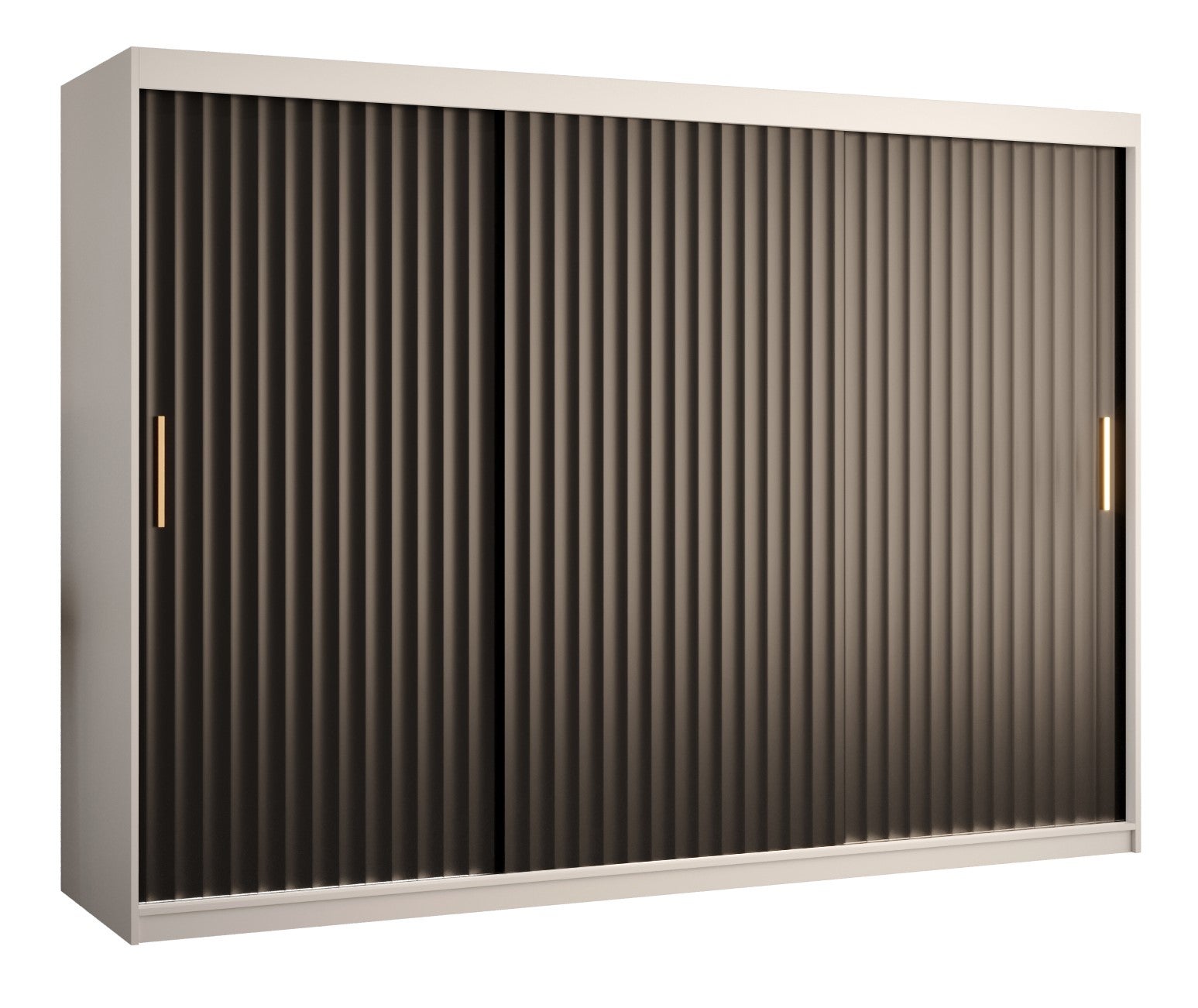 Szafa przesuwna garderoba RIFLO WAVE 1 250 x 62 x 200 cm Biały + Czarny - Abiks Meble