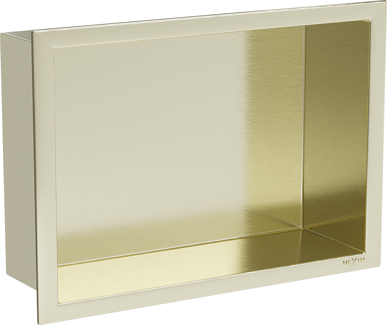 Mexen X-Wall-R półka wnękowa z kołnierzem 30 x 20 cm, złota szczotkowana - 1950302010