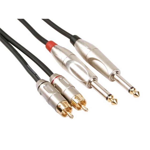 CÂBLE RCA-JACK - 2 x RCA MÂLE vers JACK 6.35 mm - MONO - 5 m