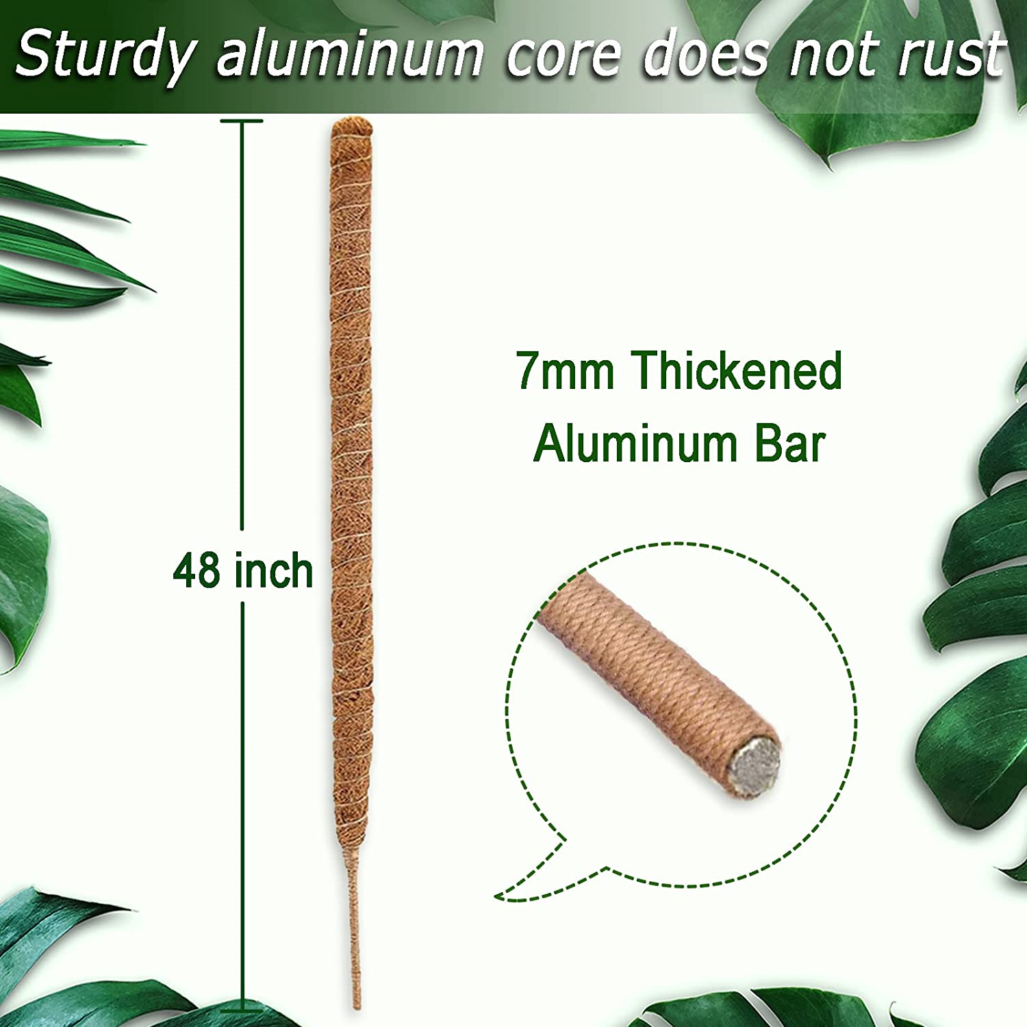 Lot de 3 poteaux en mousse de coco de 120 cm, piquets de plantes pliables pour plante Monstera pour la croissance des plantes grimpantes - 5