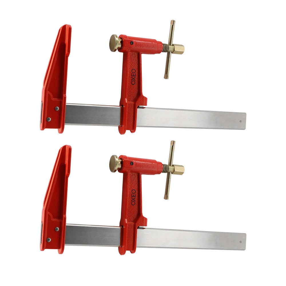 Lot De 2 Serre-Joints à Pompe 30 Cm - Acier LAMINÉ - Force 900 Kg - Frein Anti-Glissement