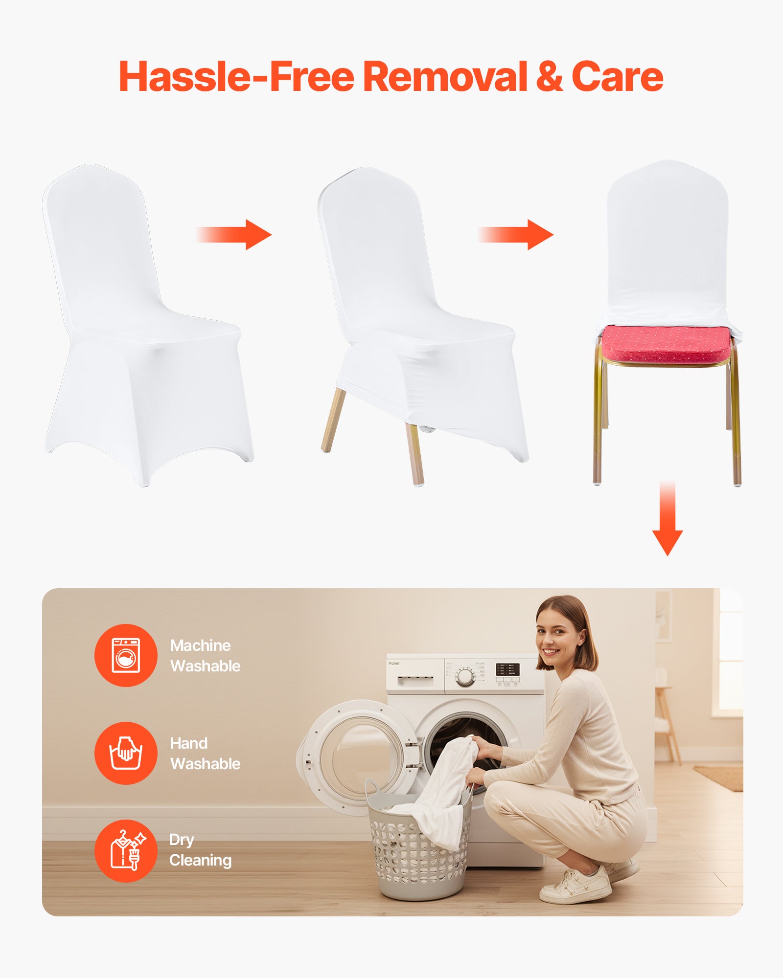 Housse de Chaise VEVOR, 53 Pièces, Extensible Lot de Couverture de Chaise en Polyester et Élasthanne, pour Salle à Manger Mariage Banquet Hôtel Décor - 6