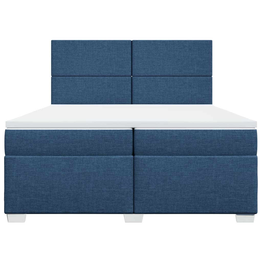 Sommier à lattes de lit avec matelas Bleu 200x200 cm Tissu - 6