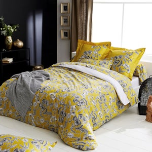 Parure De Lit Jules 140x190cm - Pur Coton 57 Fils, Gris Olinda - Drap Housse + Plat + 2 Taies