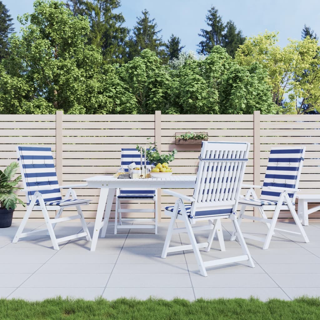 Poduszki na krzesła, 4 szt., niebiesko-białe paski, tkanina vidaXL