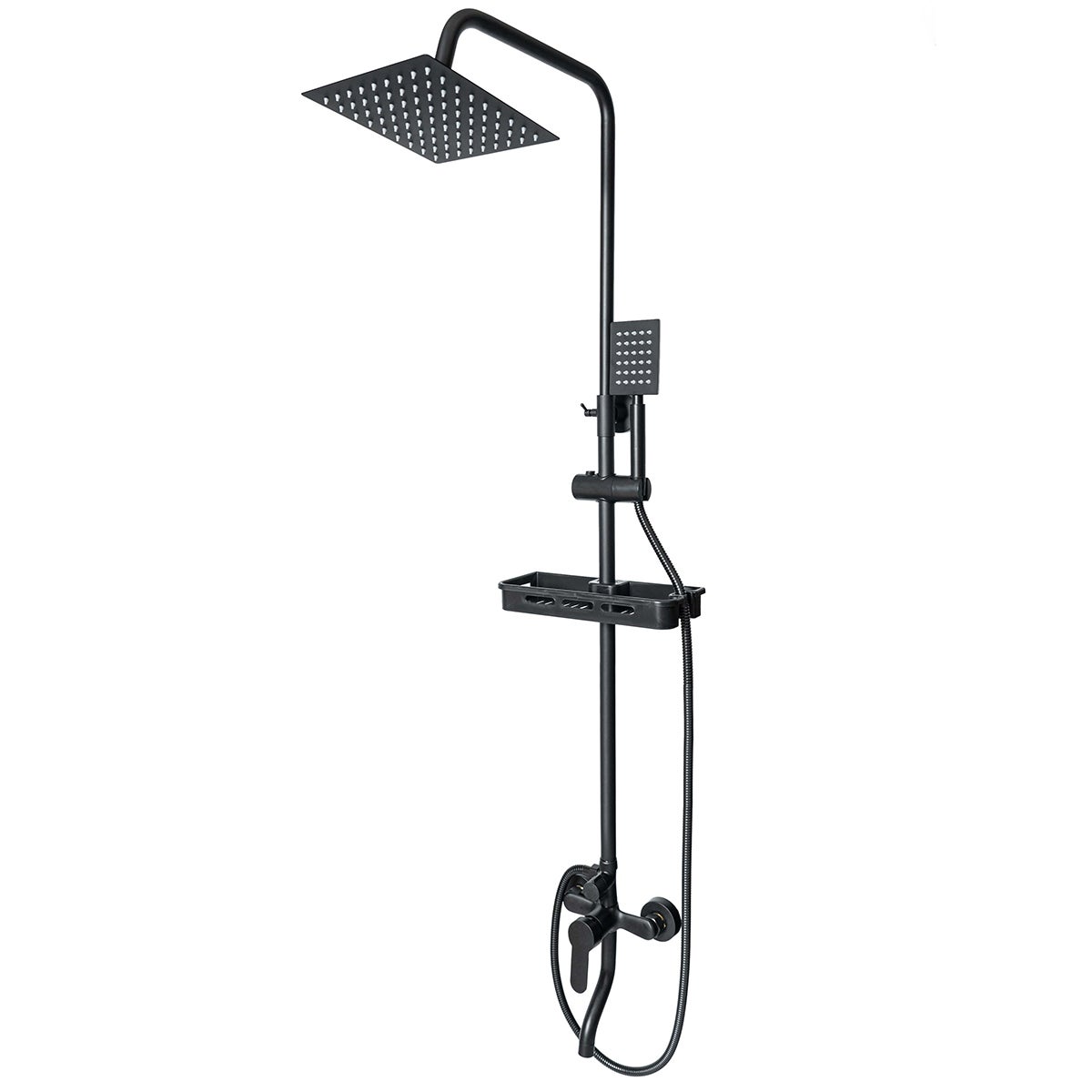 Columna de ducha con grifo Rociador de ducha, Altura regulable H.81-119 cm, Negro, Baño - 2