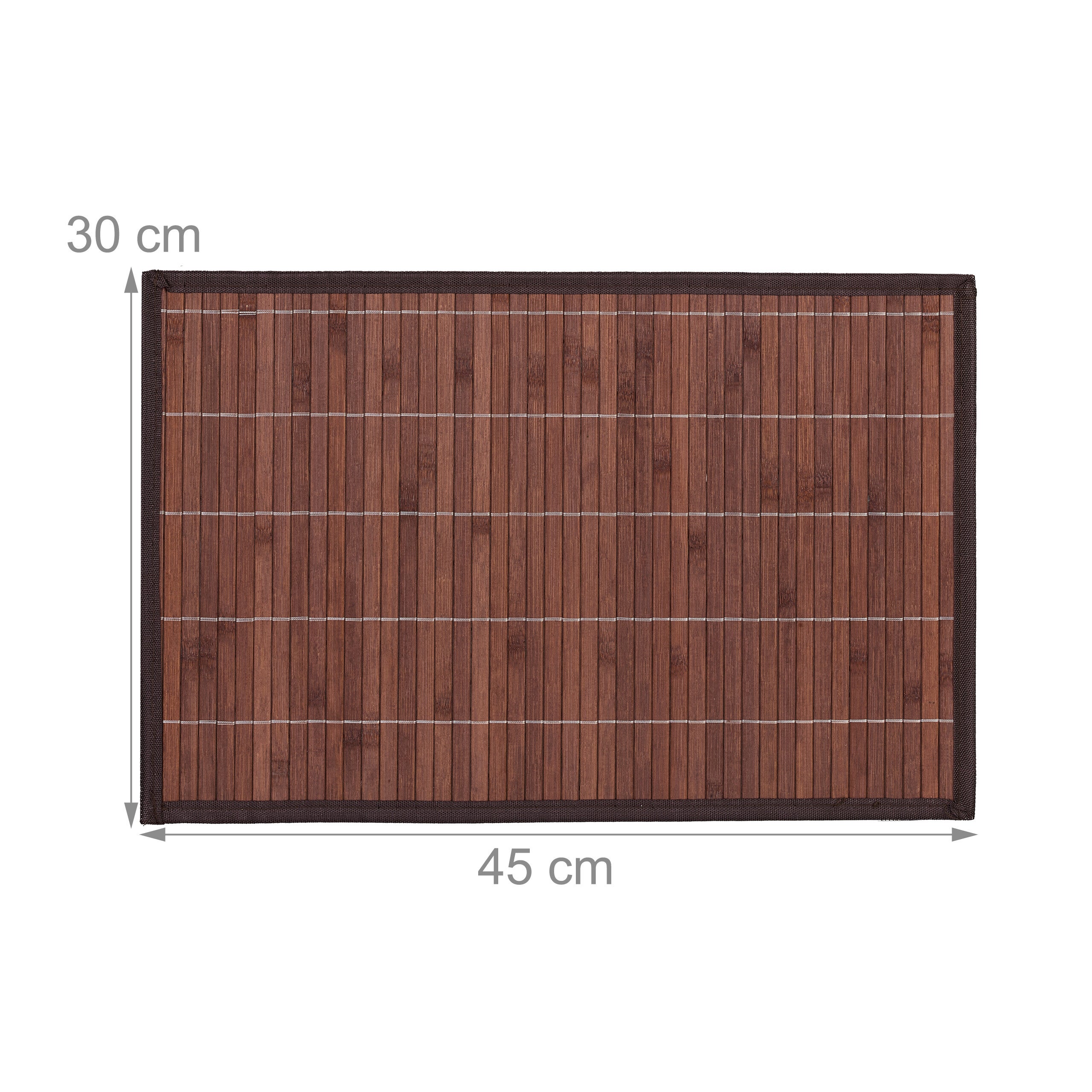 Set de 4 manteles individuales rectangulares para platos, de bambú con borde de poliéster y base antideslizante, 0,3 x 45 x 30 cm, marrón, Relaxdays - 4