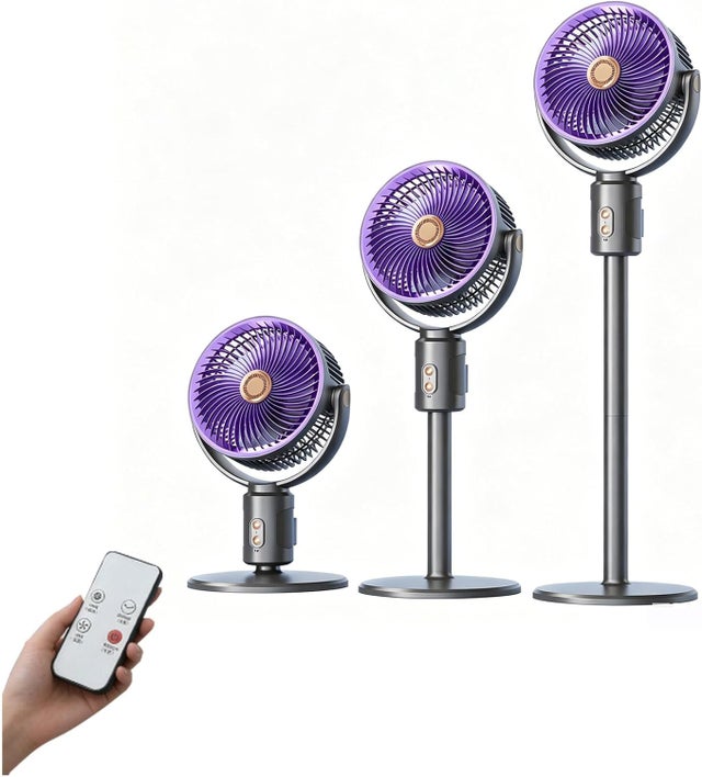 Ventilateur Silencieux Grand Salon,Ventilateur sur Pied avec Télécommande,Silencieux, Oscillation Omnidirectionnelle 120°, 5 Vitesses,4500mah,Gris
