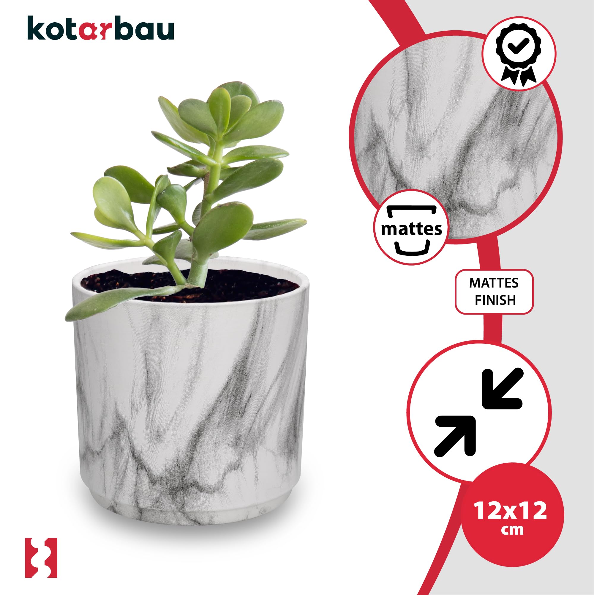 Doniczka ceramiczna marmurowa okrągła na kwiaty 12 cm - KOTARBAU - 4