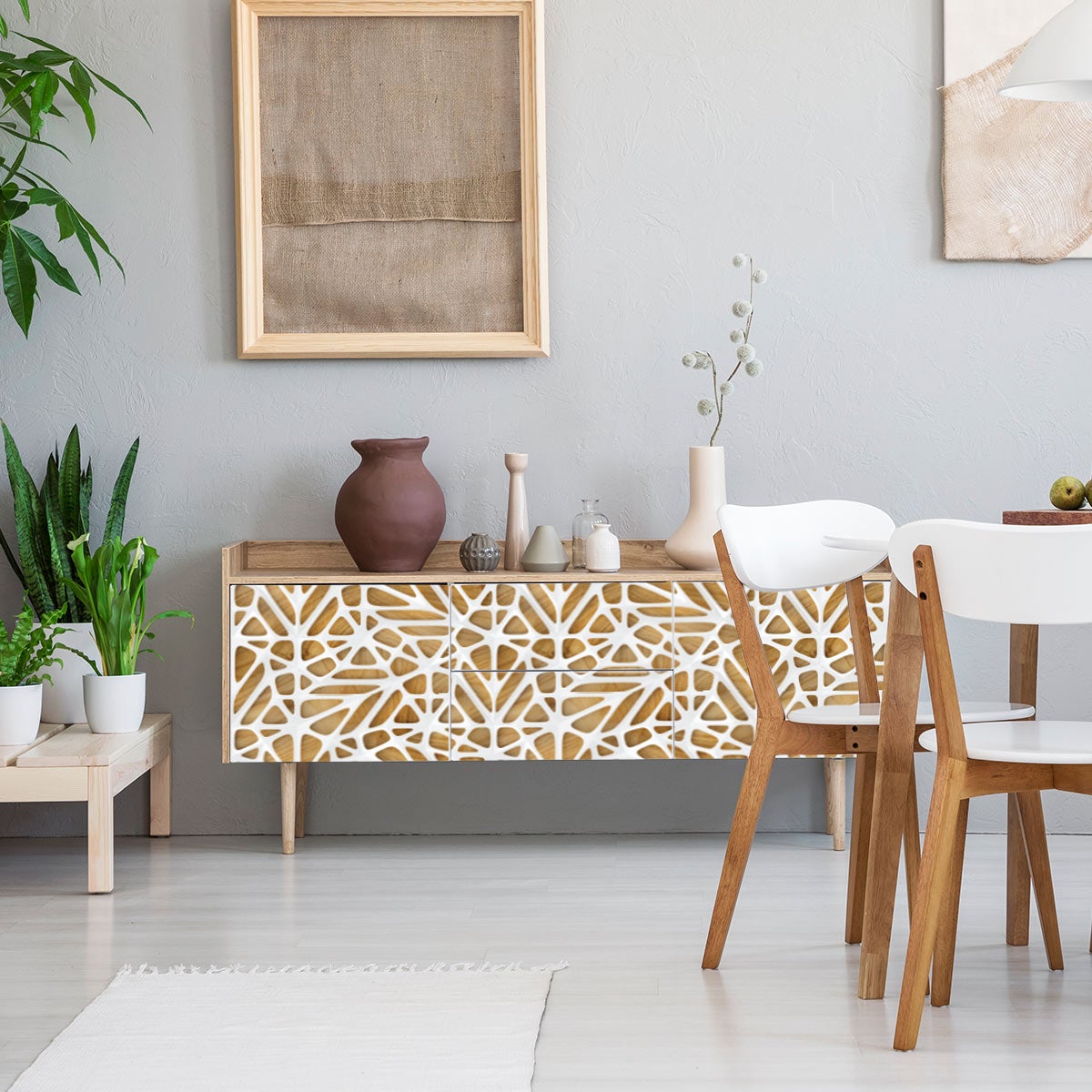 Sticker meuble scandinave bois design blanc 60 x 90 cm - 4