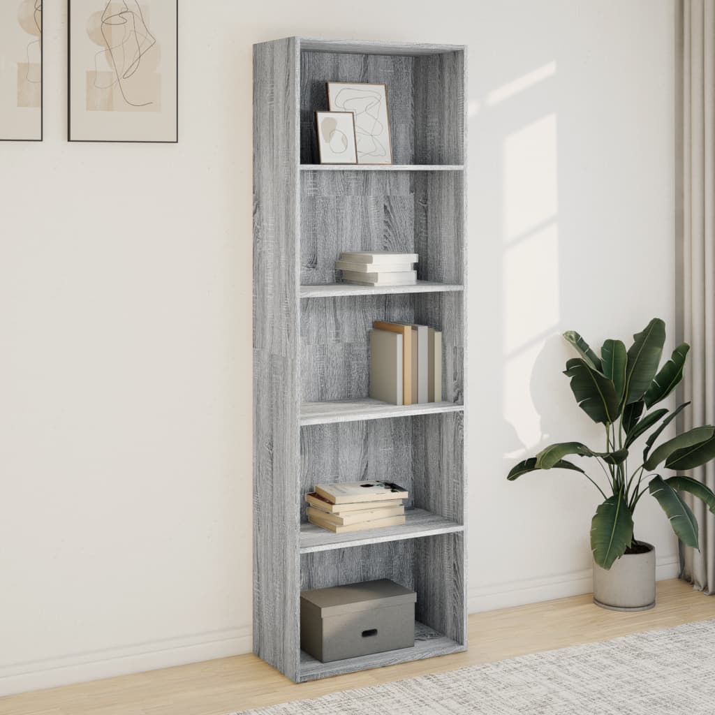 Bibliothèque pour Séjour en Bois Gris H. 189 x l. 60 x P. 30 cm - 3