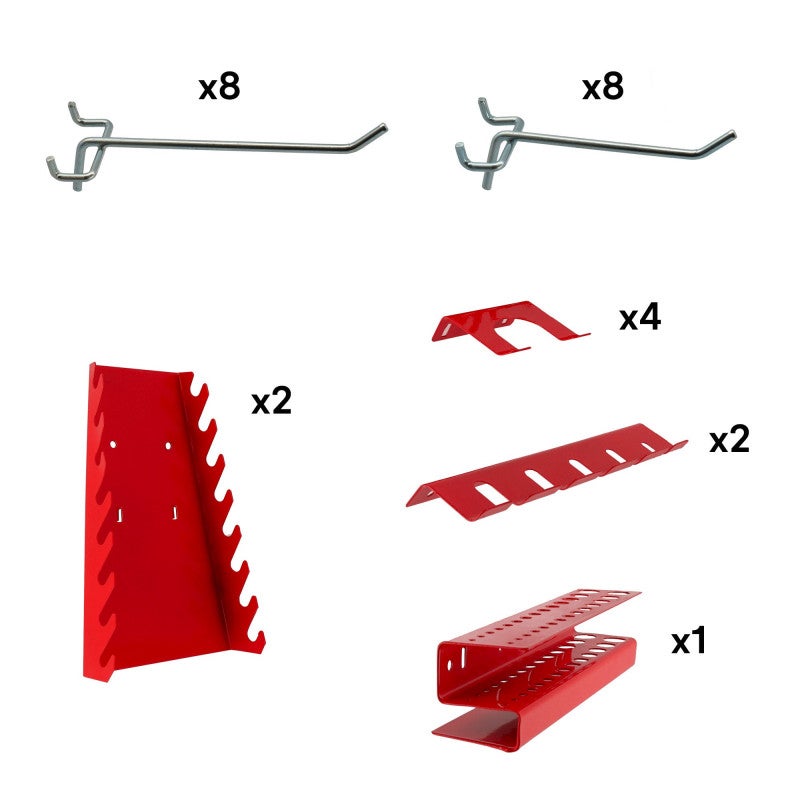 Lot de 3 panneaux acier pour rangement d'outil - Mur à 74 outils - porte outil mural - 120 cm x 60 cm - 5