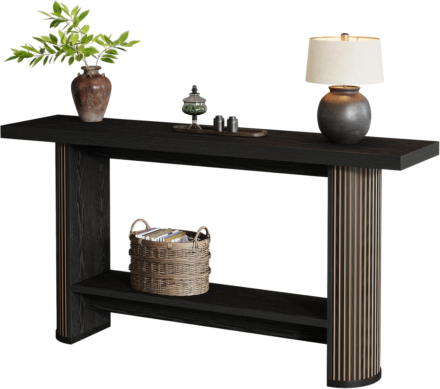 Tribesigns Console, table d'entrée/table de canapé, 140 x 30 x 80 cm, console en bois pour salon, entrée ou couloir, noire - 6