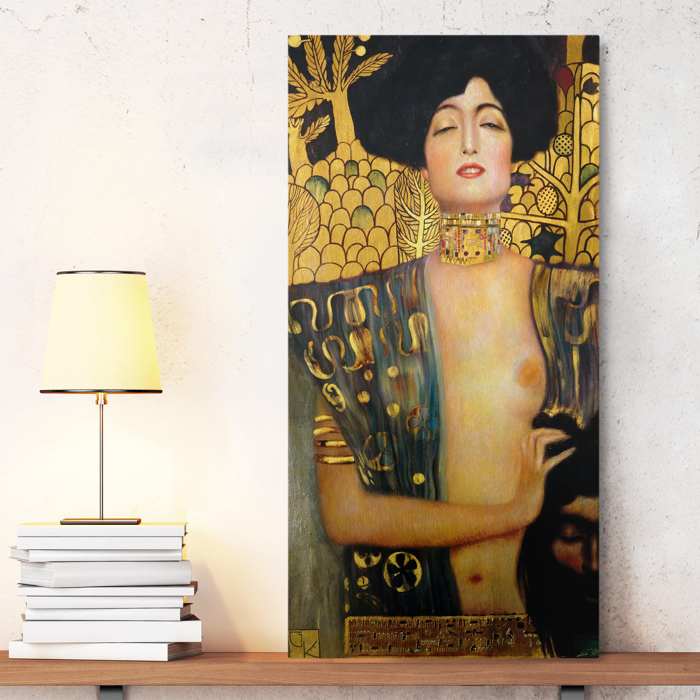 Lienzo cuadro en lienzo bastidor impresion en lienzo amarillo gustav klimt mujer retrato pintura 202 dormitorio salón pasillo 40 x 80 cm